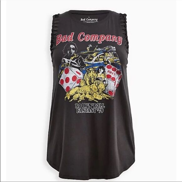 Torrid Bad Company Faded Black Distressed Graphic Tank Top Contemporary Boho - Picture 4 of 14